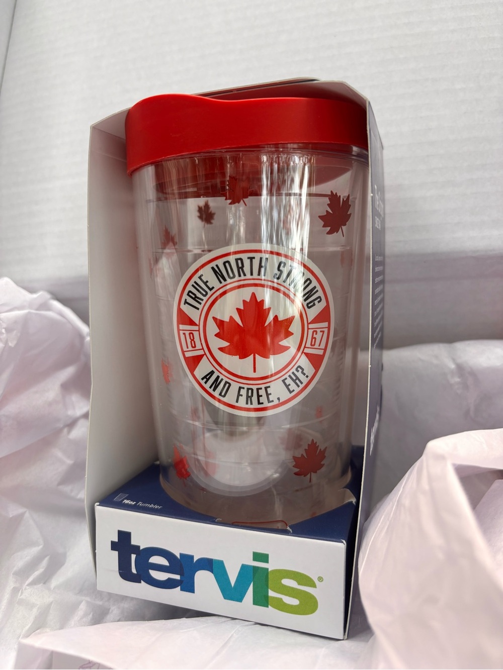 NWT Lug x Tervis Red Maple Leaf Travel Tumbler 16 oz - True North Design